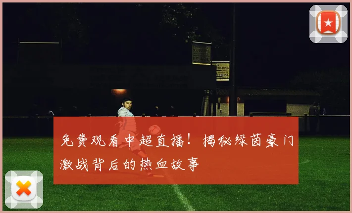 免费观看中超直播！揭秘绿茵豪门激战背后的热血故事